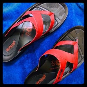 Red leather sandals size 8
